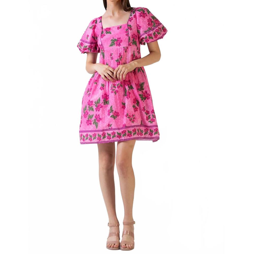 NEW CELINA MOON jane mini dress in pink blossoms